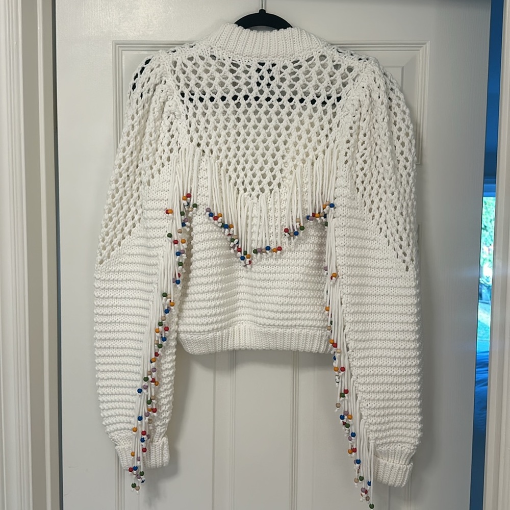 White cardigan w beads